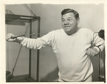 1933 Babe Ruth Original Photo Shown Working Out (PSA Type 1)